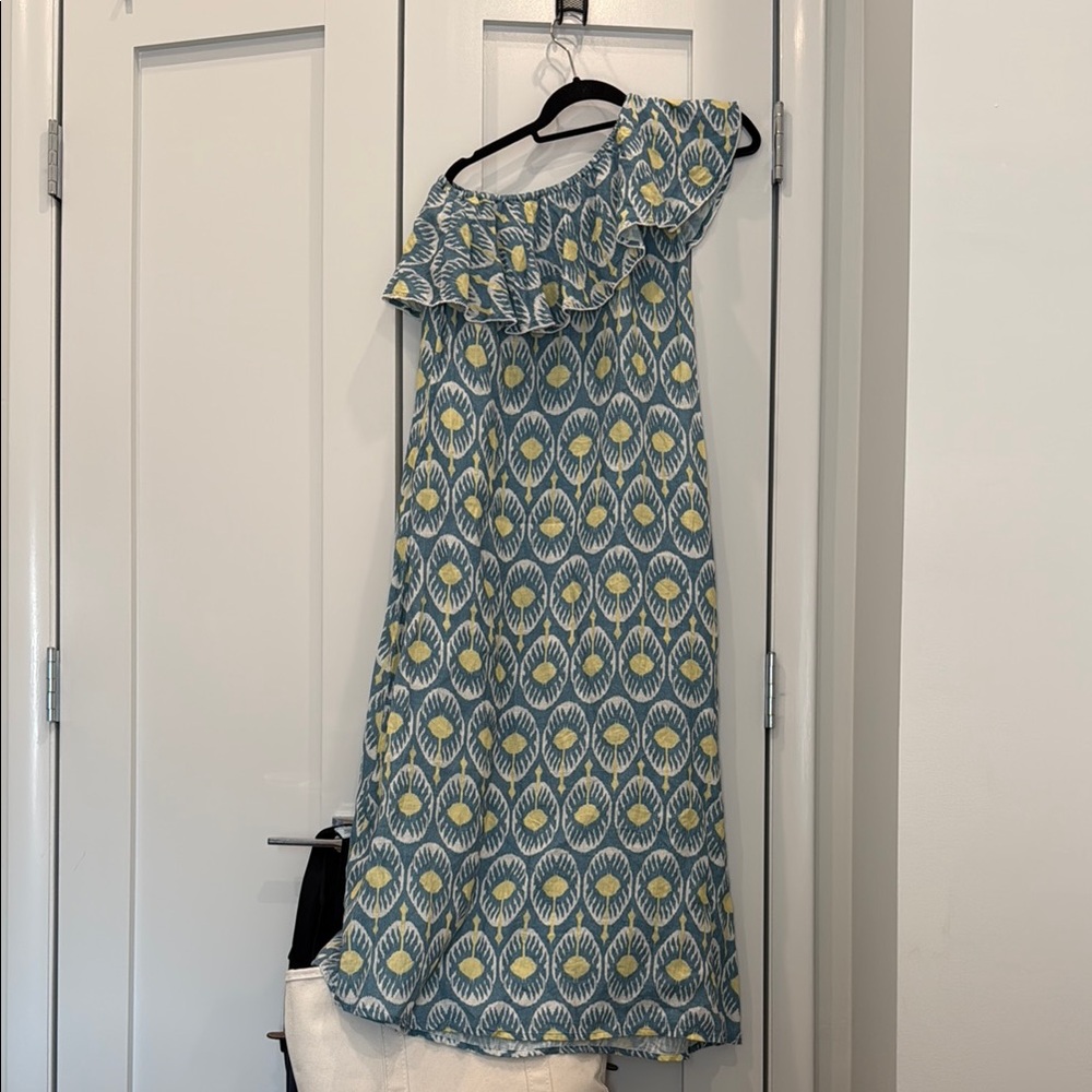 Nimo with Love Blue and Yellow Patterned Women's Dress